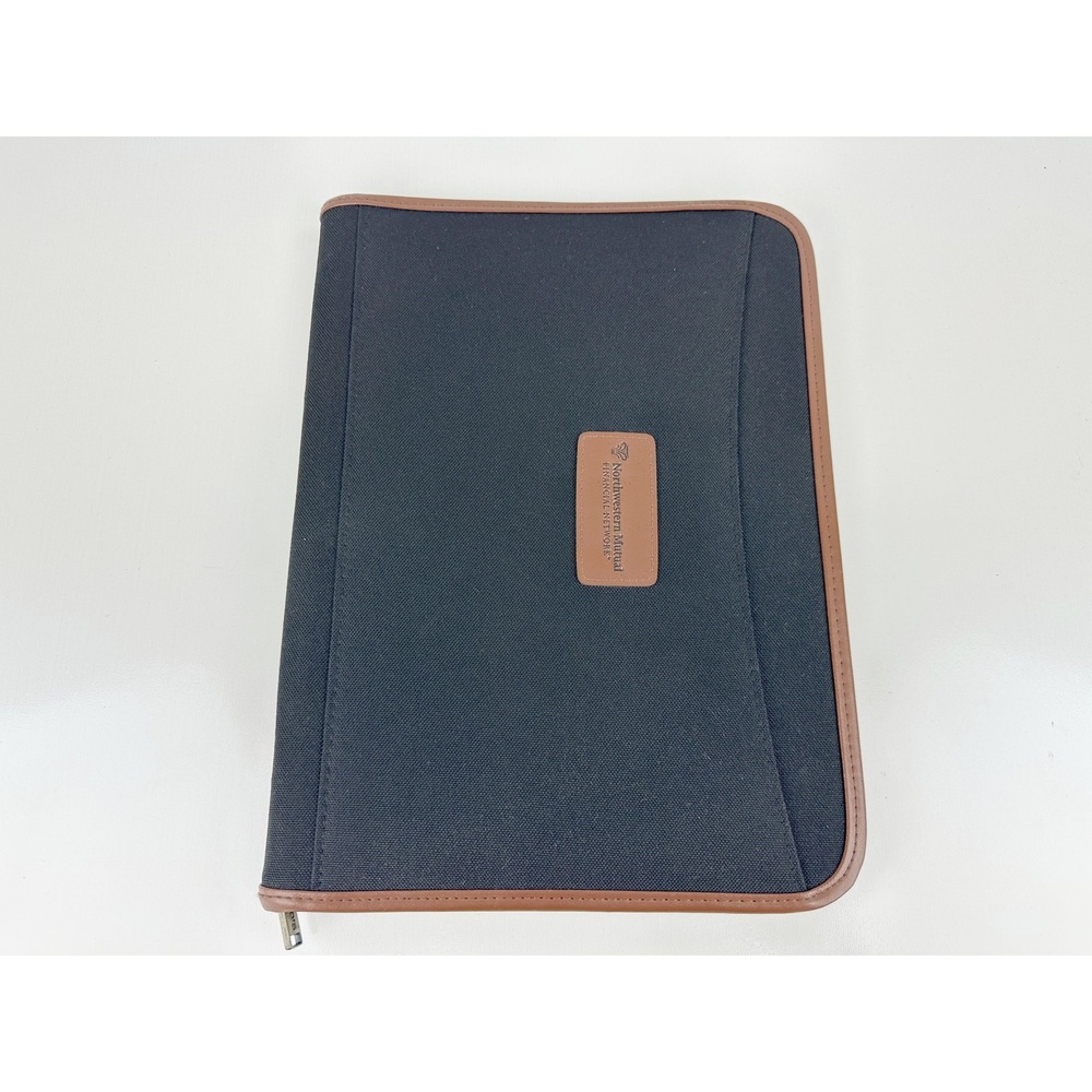 Leeds Northwestern Mutual Black Canvas‎ Zip Around Portfolio Padfolio Organizer